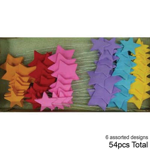 BRIGHT STARS  ON WIRE  BOX | SUGAR DECORATIONS | BOX OF 54 - BB 12/25