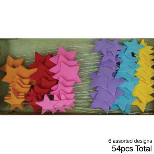 BRIGHT STARS  ON WIRE  BOX | SUGAR DECORATIONS | BOX OF 54