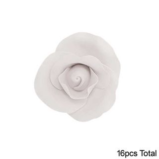 SINGLE ROSE MEDIUM WHITE | SUGAR FLOWERS | BOX OF 16 - BB 12/25