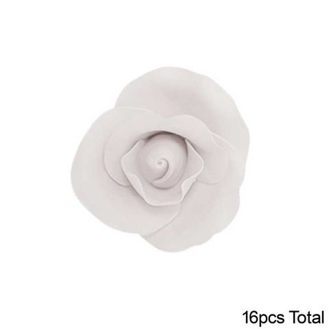 SINGLE ROSE MEDIUM WHITE | SUGAR FLOWERS | BOX OF 16 - BB 12/24