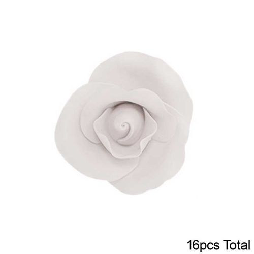 SINGLE ROSE MEDIUM WHITE | SUGAR FLOWERS | BOX OF 16 - BB 12/24