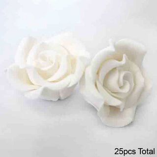 LARGE CLASSIC ROSE WHITE | SUGAR FLOWERS | BOX OF 25