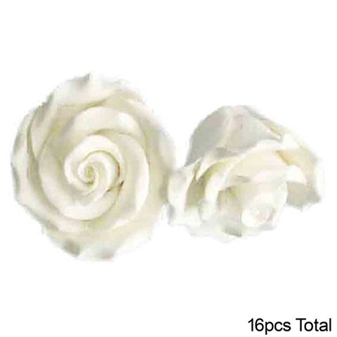 EXTRA LARGE ROSE WHITE | SUGAR FLOWERS | BOX OF 16