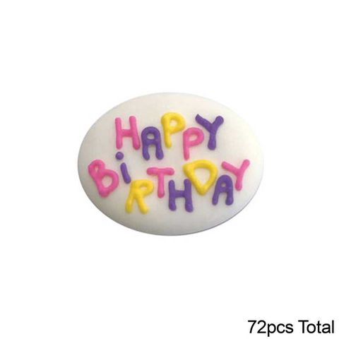 HAPPY BIRTHDAY PLACARDS PINK | SUGAR DECORATIONS | BOX OF 72 - BB 12/25