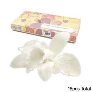 CATTLEYA ORCHID WHITE MEDIUM | SUGAR FLOWERS | BOX OF 16 - BB 30/12/25