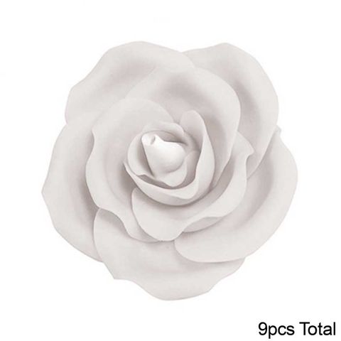 SINGLE ROSE LARGE WHITE | SUGAR FLOWERS | BOX OF 9