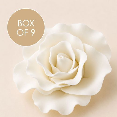 SINGLE ROSE LARGE WHITE | SUGAR FLOWERS | BOX OF 9