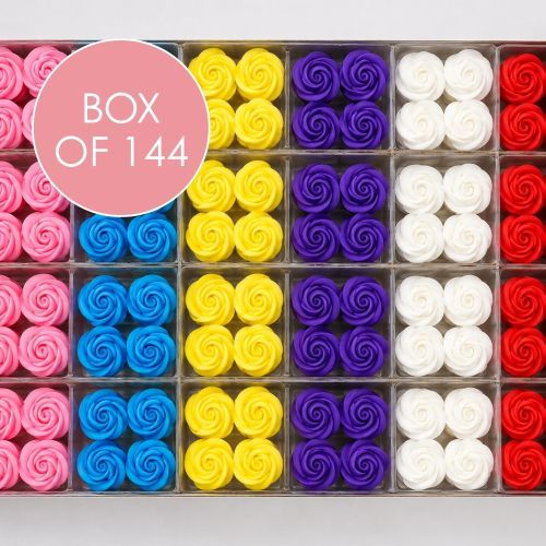 MEDIUM SWIRL ROSE SUGAR FLOWERS ASSORTED | BOX OF 144