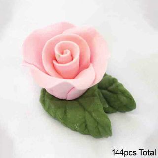 TINY PINK ROSE AND LEAF | SUGAR FLOWERS | BOX OF 144 - BB 03/26