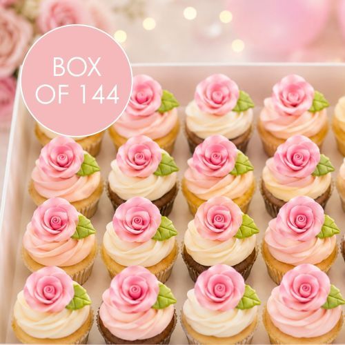 TINY PINK ROSE AND LEAF | SUGAR FLOWERS | BOX OF 144