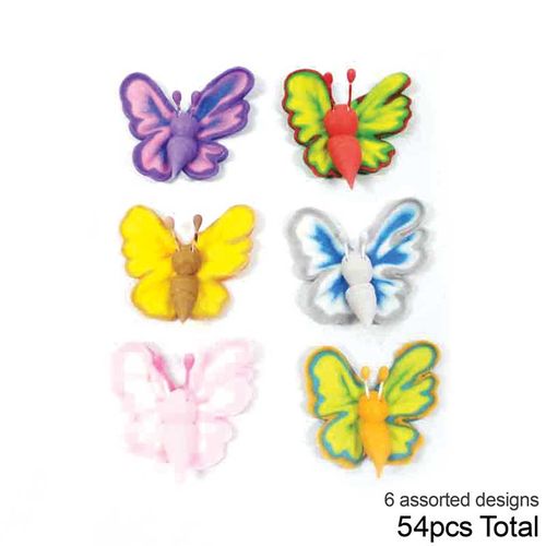 FS BUTTERFLY ASSORTED | SUGAR DECORATIONS | BOX OF 54 - BB 12/24