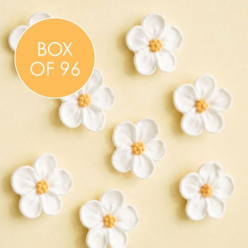 LARGE 5 PETAL SUGAR FLOWERS WHITE | BOX OF 96
