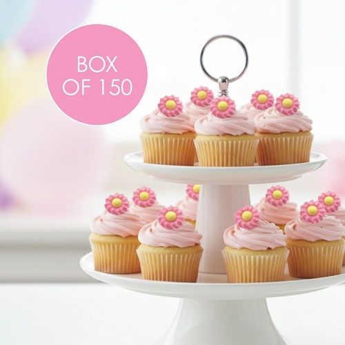 DAISY SWIRL SUGAR FLOWERS PINK | BOX OF 150