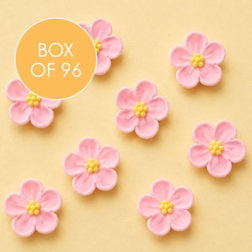 LARGE 5 PETAL SUGAR FLOWERS PINK | BOX OF 96