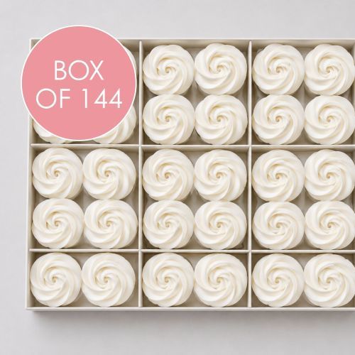 MEDIUM SWIRL ROSE SUGAR FLOWERS WHITE | BOX OF 144 - BB 31/12/26
