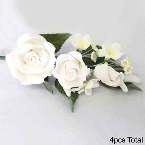 ROSE SPRAY WHITE | SUGAR FLOWERS | BOX OF 4 -