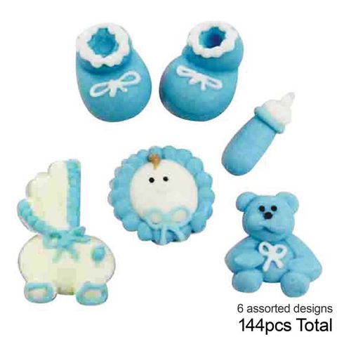 CHRISTENING ASSORTMENT BABY BLUE | SUGAR DECORATIONS | BOX OF 144 - BB 12/25