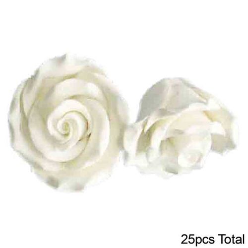 LARGE ROSE WHITE | SUGAR FLOWERS | BOX OF 25 - BB 12/24