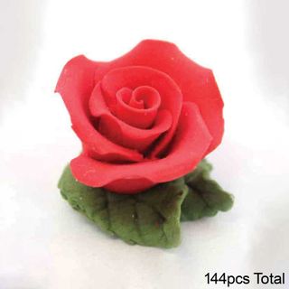 TINY RED ROSE AND LEAF | SUGAR FLOWERS | BOX OF 144 -