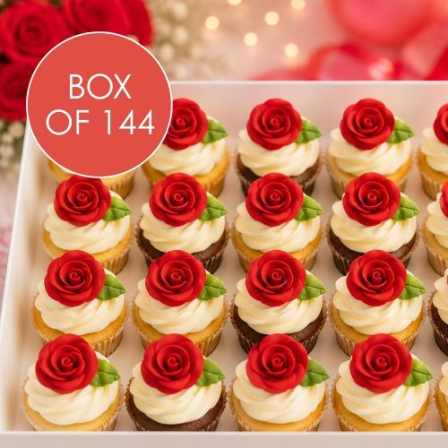 TINY RED ROSE AND LEAF | SUGAR FLOWERS | BOX OF 144