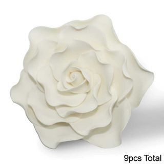 ROSE DAMASK WHITE LARGE | SUGAR FLOWERS | BOX OF 9 - BB 30/12/25