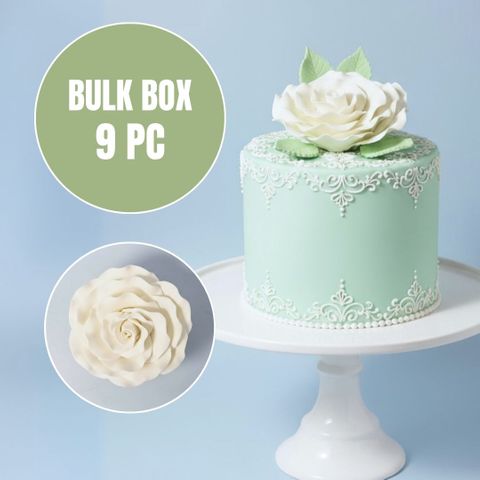 ROSE DAMASK WHITE LARGE | SUGAR FLOWERS | BOX OF 9 - BB 12/25