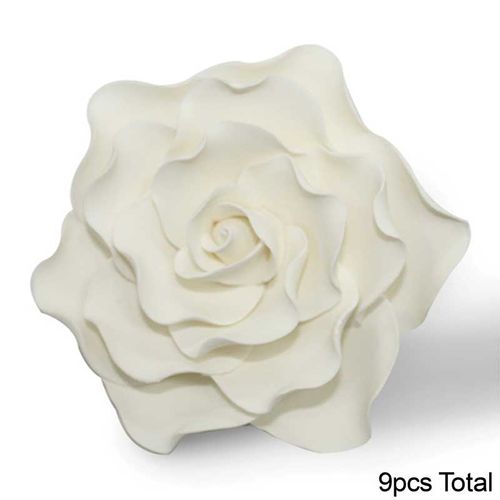 ROSE DAMASK WHITE LARGE | SUGAR FLOWERS | BOX OF 9