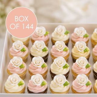 TINY WHITE ROSE AND LEAF | SUGAR FLOWERS | BOX OF 144
