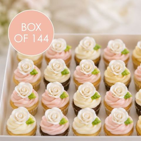 TINY WHITE ROSE AND LEAF | SUGAR FLOWERS | BOX OF 144