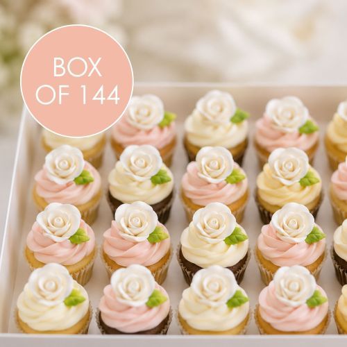 TINY WHITE ROSE AND LEAF | SUGAR FLOWERS | BOX OF 144
