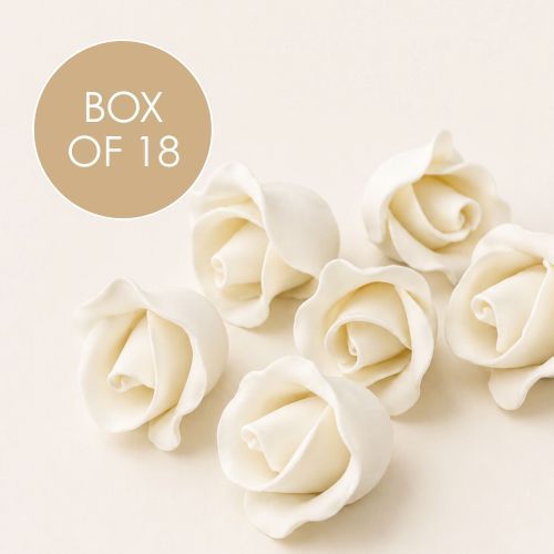 SINGLE ROSE SMALL WHITE | SUGAR FLOWERS | BOX OF 18