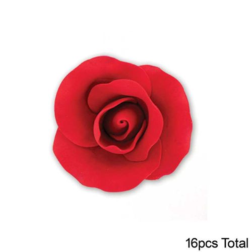 SINGLE ROSE MEDIUM RED | SUGAR FLOWERS | BOX OF 16