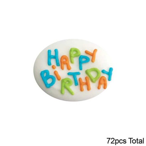 HAPPY BIRTHDAY PLACARDS BLUE | SUGAR DECORATIONS | BOX OF 72 - BB 12/25