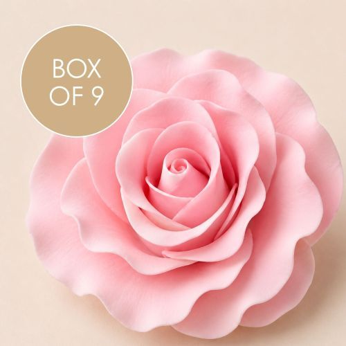 SINGLE ROSE LARGE PINK | SUGAR FLOWERS | BOX OF 9