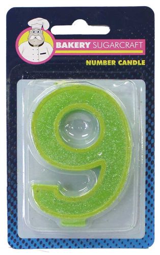 GLITTER NUMERAL CANDLE - 9 (12)