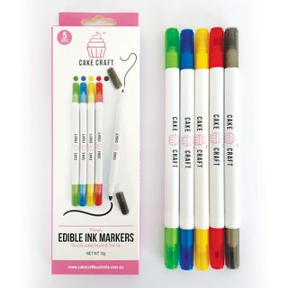 CAKE CRAFT | EDIBLE INK MARKERS | PRIMARY COLOURS | 5 PACK - BB 04/25