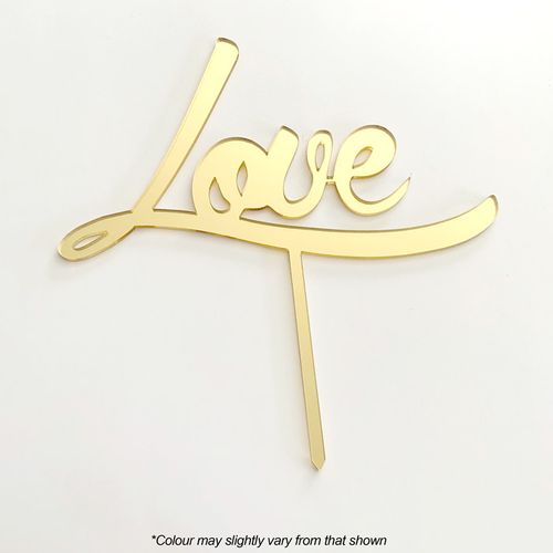 LOVE GOLD MIRROR ACRYLIC CAKE TOPPER