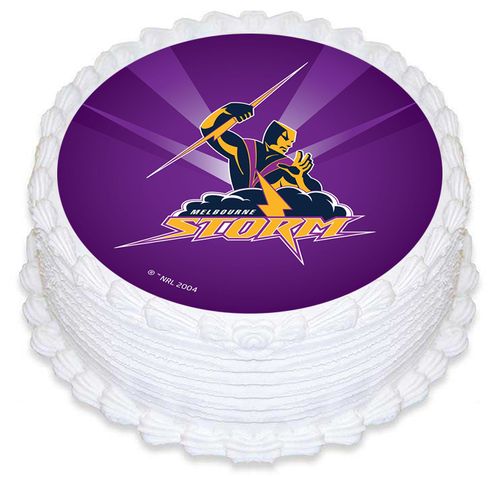 NRL MELBOURNE STORM ROUND EDIBLE ICING IMAGE - 6.3 INCH / 16CM