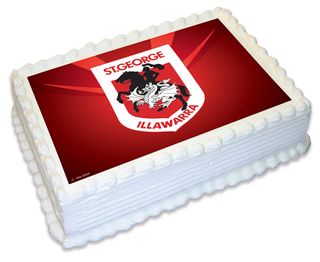 NRL ST GEORGE ILLAWARRA DRAGONS -  A4 EDIBLE ICING IMAGE - 29.7CM X 21CM (APPROX.)