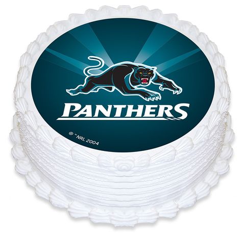 NRL PENRITH PANTHERS ROUND EDIBLE ICING IMAGE - 6.3 INCH / 16CM