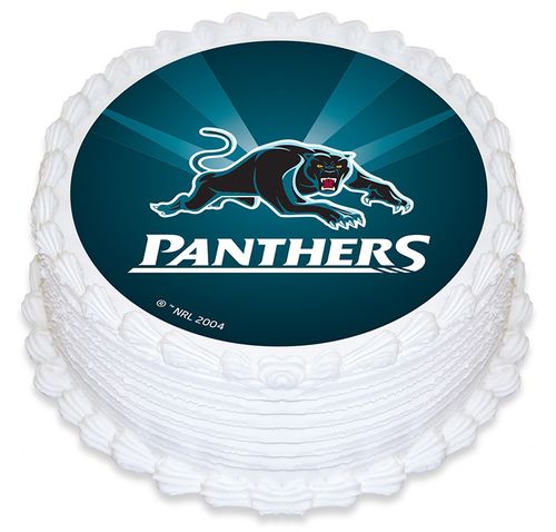 NRL PENRITH PANTHERS ROUND EDIBLE ICING IMAGE - 6.3 INCH / 16CM