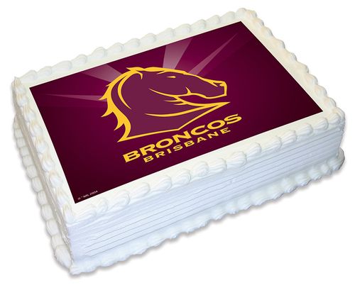 NRL BRISBANE BRONCOS -  A4 EDIBLE ICING IMAGE - 29.7CM X 21CM (APPROX.)