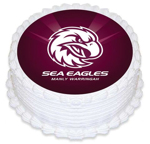 NRL MANLY SEA EAGLES ROUND EDIBLE ICING IMAGE - 6.3 INCH / 16CM