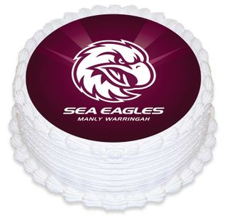 NRL MANLY SEA EAGLES ROUND EDIBLE ICING IMAGE - 6.3 INCH / 16CM