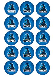 NRL GOLD COAST TITANS 2 INCH/5CM CUPCAKE IMAGE SHEET - 15 PER SHEET