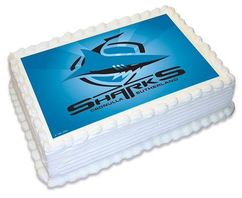 NRL CRONULLA SHARKS -  A4 EDIBLE ICING IMAGE - 29.7CM X 21CM (APPROX.)