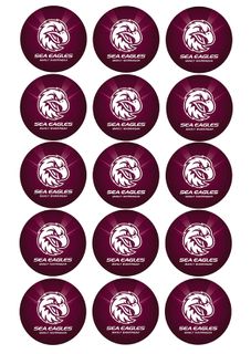 NRL MANLY WARRINGAH SEA EAGLES 2 INCH/5CM CUPCAKE IMAGE SHEET - 15 PER SHEET