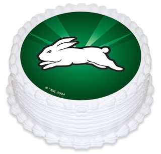 NRL SOUTH SYDNEY RABBITOHS ROUND EDIBLE ICING IMAGE - 6.3 INCH / 16CM