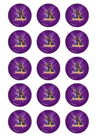 NRL MELBOURNE STORM 2 INCH/5CM CUPCAKE IMAGE SHEET - 15 PER SHEET