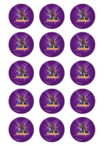 NRL MELBOURNE STORM 2 INCH/5CM CUPCAKE IMAGE SHEET - 15 PER SHEET